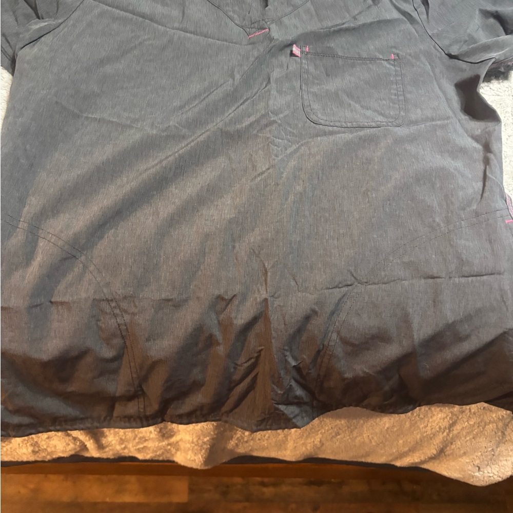 Scrubstar Charcoal Top with Fuchsia Trim